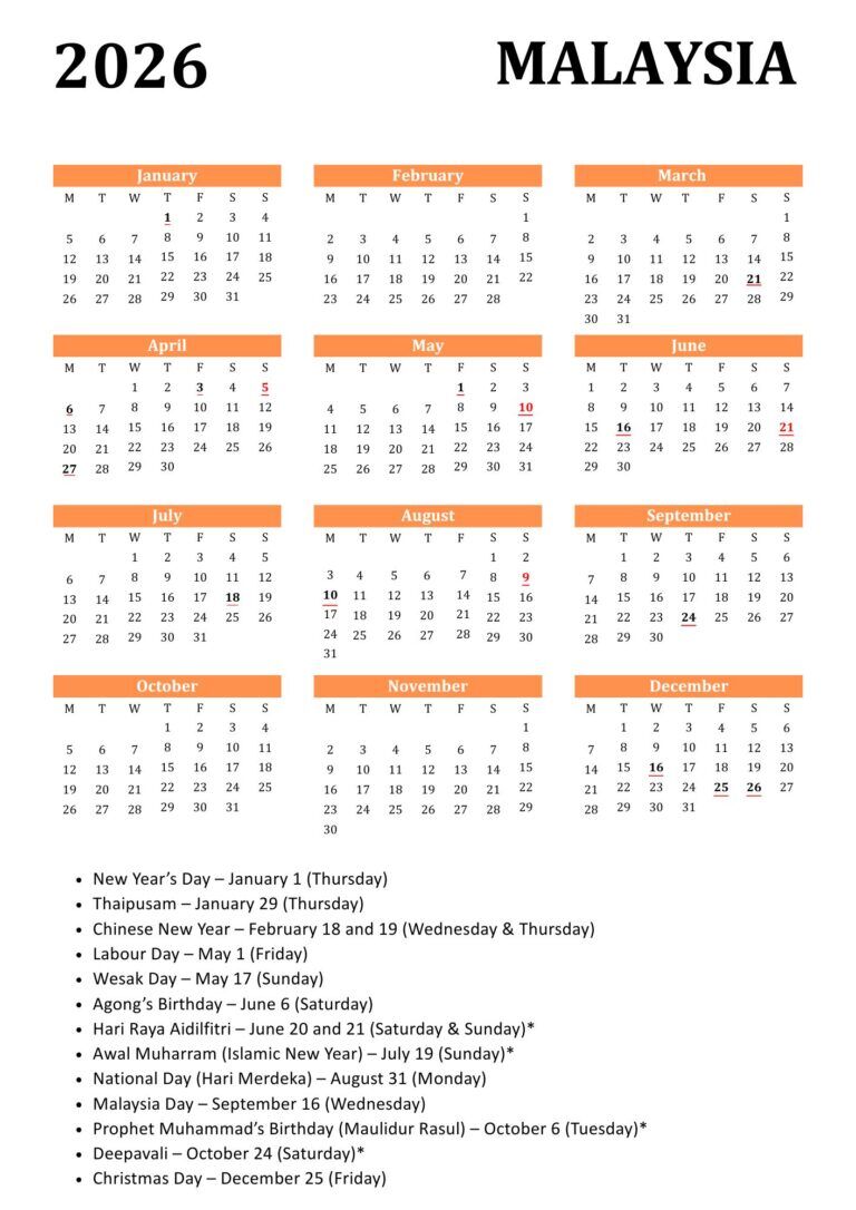 Indonesia Calendar with Holidays 2026 Free Printable